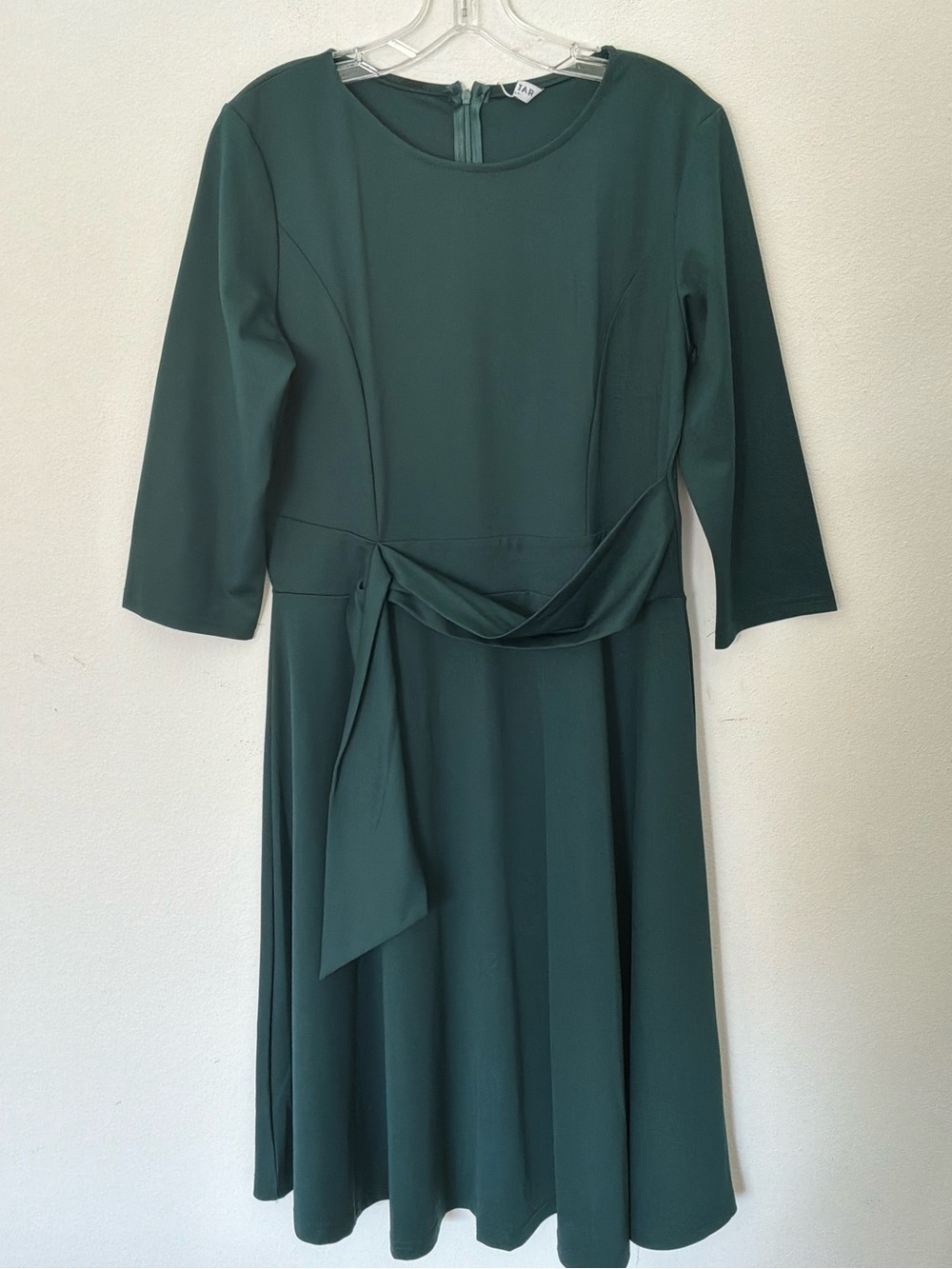 Fenjar Women’s Emerald Green Fit & Flare Dress Size L 3/4 Sleeve